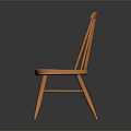 Classic Wooden Chair With Slat Back Design And Curved Seat Structure