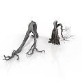 Withered Tree Natural Components With Gnarled Roots And Twisted Dry Branches 3d model