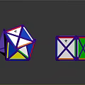 Two Colorful Rubik's Cubes With Different States Multicolored Faces And Geometric Patterns