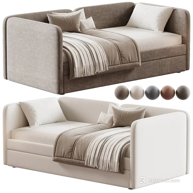 Modern Soft Fabric Upholstered Children Bed With Multiple Color Choices For Warm Comfortable Kids Bedroom 3d model 