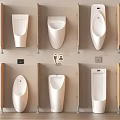 Modern Wall Mounted Urinal Designs In Public Bathroom With Various Styles 3d model