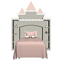 Kids Castle Themed Table And Chair Set With Pink Design And Storage Shelves