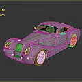 Silver Sleek Vintage Sports Car with Metallic Finish and Retro Design Elements