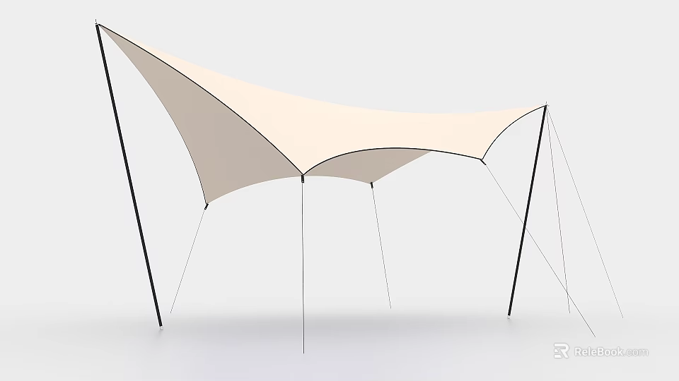 Modern White Canopy Structure With Black Support Poles For Outdoor Shade 3d model 