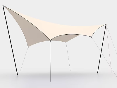 Modern White Canopy Structure With Black Support Poles For Outdoor Shade 3d model