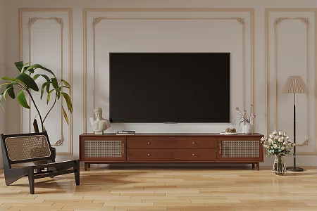 Retro Style Home Living Room Middle Style Living Room New Chinese Style Living Room Song Style Aesthetics Living Room Middle Style Decoration Combination Middle Style TV Cabinet Decorative Cabinet Entrance Cabinet 3d model