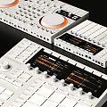 Headphones Speakers Audio Mixer With White Knobs Faders Digital Screens And Controls 3d model