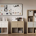 Modern Storage Cabinets With Books Documents And Wall Mounted Bulletin Board