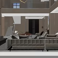 Luxury Modern Double Height Living And Dining Room With Spacious Layout And Soft Ambient Lighting