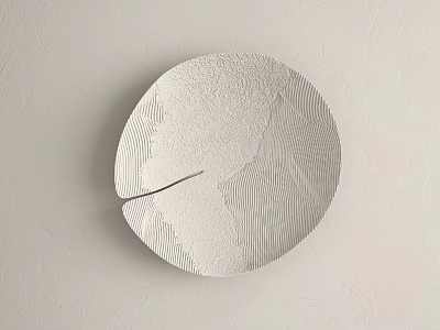 Minimalist Modern White Circular Textured Wall Decor Hanging On Light Wall 3d model