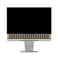 Modern Television With Black Screen Golden Stripes And Silver Metal Stand