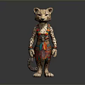 Cheetah Themed Figurine Wearing Colorful Traditional Attire And Decorative Details