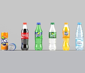 Beverage combination fruit juice beverage cold drink cola sprite fanta can beverage mineral water 3d model