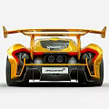 Yellow McLaren Sports Car Front Rear View With Aerodynamic Design And Rear Wing
