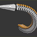 Mechanical Snake Device With Orange Silver Segments Curved Structure And Head Tail Design 3d model
