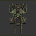 Camouflage Green Military Tank With Red Star And Dual Cannons