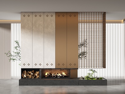 Fireplace background wall 3d model