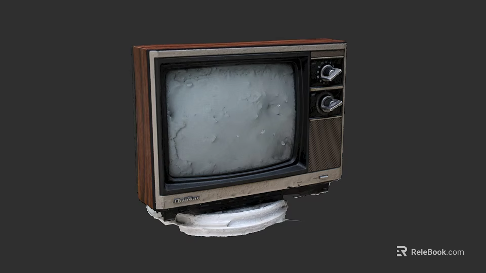 Vintage Television With Wooden Frame Snow Screen and Knob Controls 3d model 