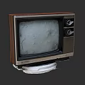 Vintage Television With Wooden Frame Snow Screen and Knob Controls