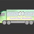 LEGS GLASS Green And White Box Truck With Crystal Clear Windshields