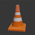 Orange Traffic Cone With White And Silver Reflective Stripes On Square Base