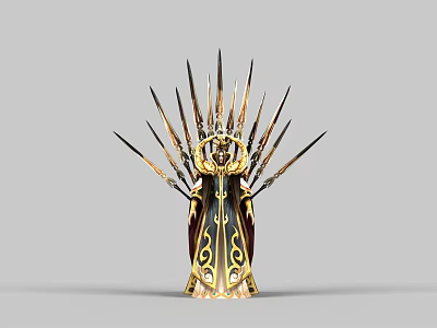 Majestic Game Fantasy Character with Intricate Iron Throne Design Details 3d model