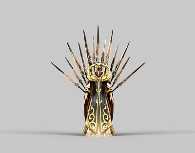 Majestic Game Fantasy Character with Intricate Iron Throne Design Details 3d model