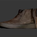 Brown High Top Leather Shoes With Vintage Distressed Design And Light Rubber Sole