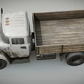 Classic White Truck With Wooden Cargo Bed And Retro Worn Appearance