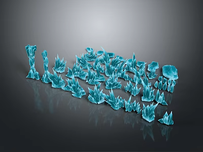 Blue Stone Materials With Various Shapes And Glossy Surface Arranged On Dark Background 3d model