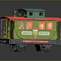 Green Santa Express Train Carriage With Red Roof And Christmas Decorations