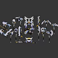 Sci Fi Mechanical Weapons With Various Shapes Structures And White Blue Yellow Black Colors 3d model