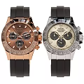 Two Rolex Chronograph Watches With Black Rubber Straps