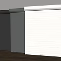 Different Colored Roller Shutters With Slatted Design On Wooden Floor And White Wall
