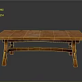Stylish Wooden Long Table Furniture With Smooth Tabletop And Curved Legs