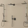 Modern Wall Mounted Shower Systems With Overhead And Handheld Designs And Water Flow 3d model