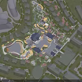 Scenic Park Landscape With Lakes Walkways Pavilions And Lush Greenery