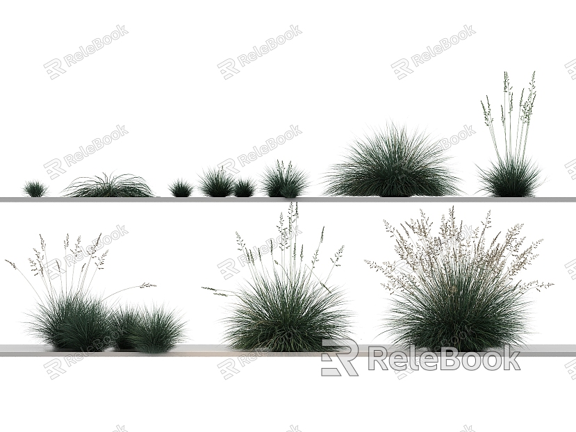 Modern Grass Plant Tree Dry Branch Green Plant model