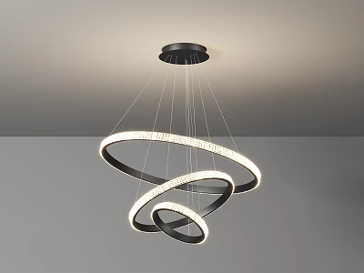 Elegant Modern Crystal Chandelier With Multi Layer Circular Rings And Illuminated Metal Frame 3d model