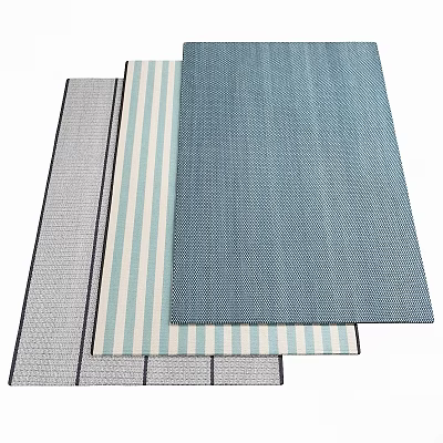 Square Rugs Featuring Different Textures And Colors With Striped And Solid Patterns 3d model