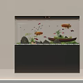 Decorative Aquarium Fish Tank With Colorful Fish Aquatic Plants Stones And Cabinet