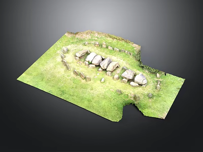 Ancient Stone Circle Site With Arranged Standing Stones And Grass Terrain 3d model