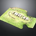 Ancient Stone Circle Site With Arranged Standing Stones And Grass Terrain