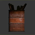Vintage Rustic Red Metal Can Holding Wooden Brushes On Dark Background