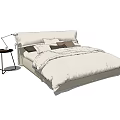 Cozy Double Bed With Multiple Pillows And Nightstand With Table Lamp 3d model