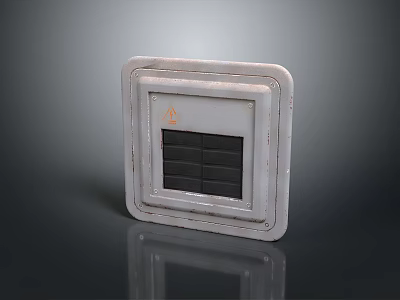 Marble Texture Square Switch Panel With Black Buttons And Warning Symbol For Home Use 3d model