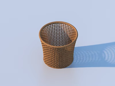 Brown Woven Rattan Basket With Openwork Design For Home Storage And Decor 3d model