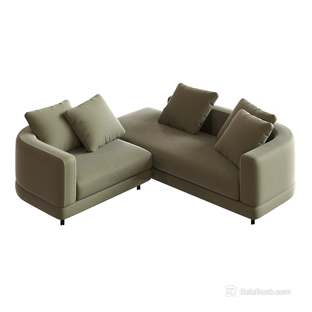 Light Gray Sectional Sofa With Multiple Plush Cushions Modern Minimalist Design 3d model