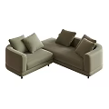 Light Gray Sectional Sofa With Multiple Plush Cushions Modern Minimalist Design 3d model