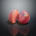 Two Red Chestnuts With Textured Surface On Black Background And Reflection 3d model